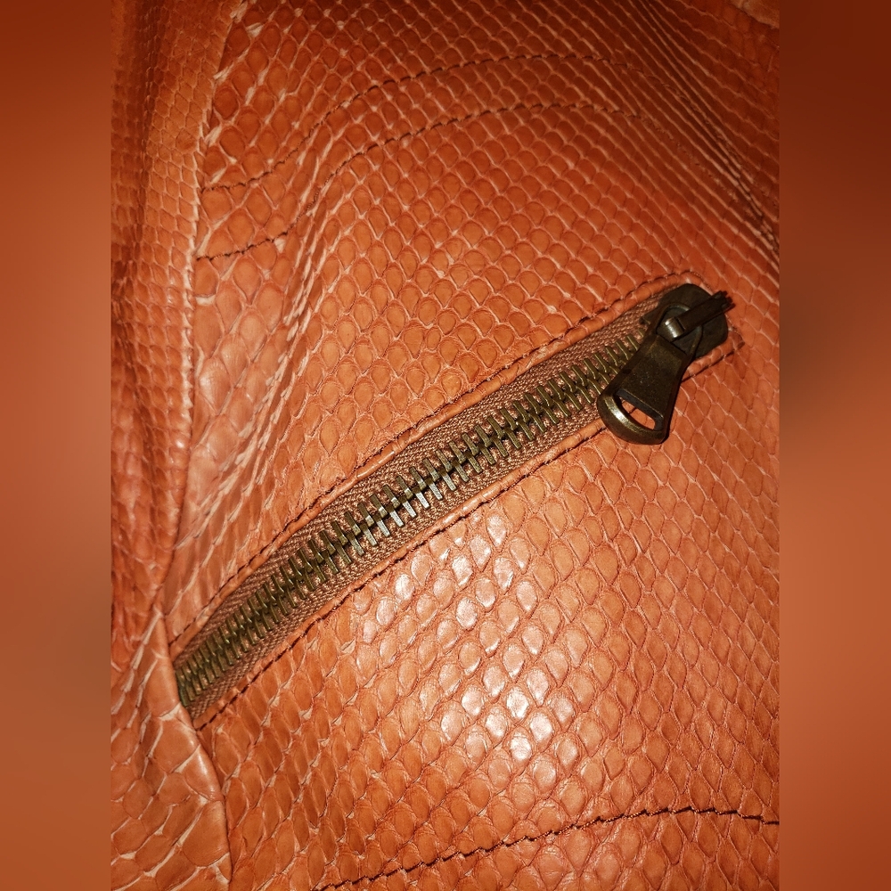 Sollecttic Genuine Python Snakeskin Burnt Orange … - image 4